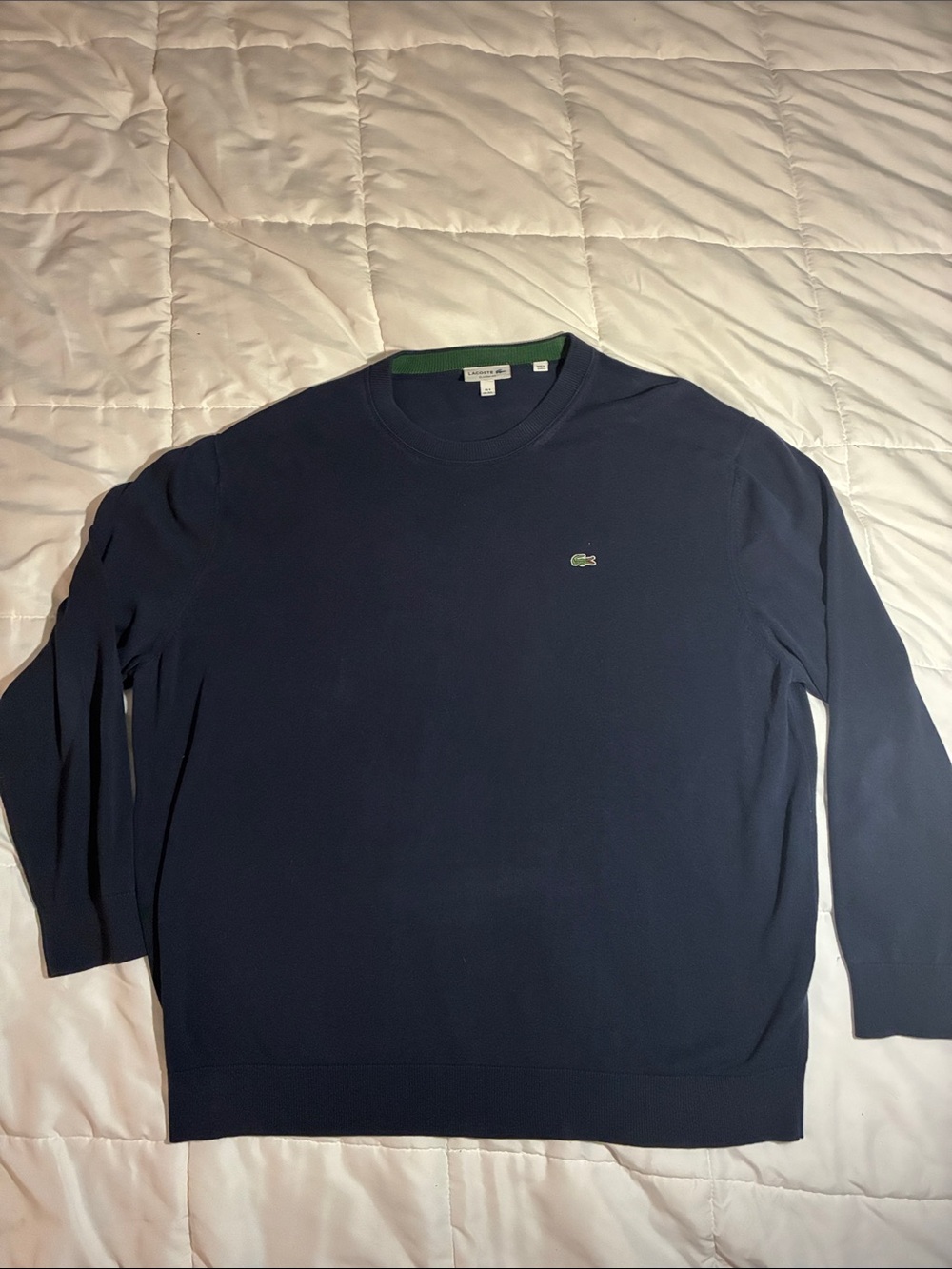 Lacoste Men's Deep Blue 100% Cotton Crewneck Sweater w/ Crocodile Logo 3XL XXXL